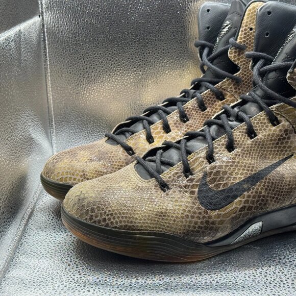Size 13 Nike Kobe 9 EXT QS High Snakeskin Tan Black‎ Mens Sneakers 716616-001 - Picture 6 of 12